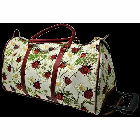 SINOBRITE Tapestry Duffle Bag with Handle & Wheels - Ladybug 27527T-Ladybug